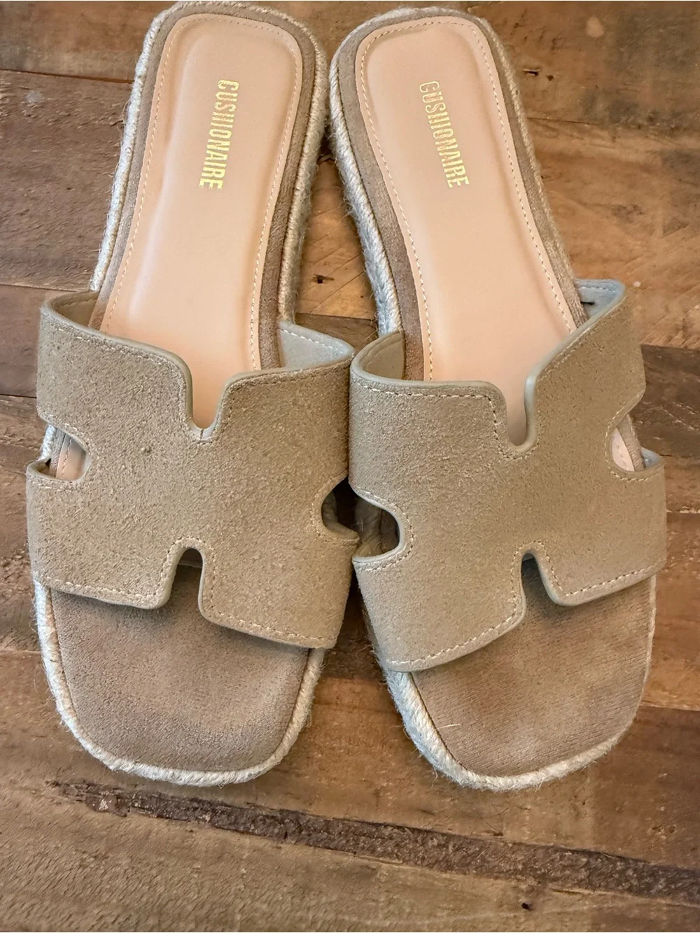 Cushionaire Taupe Suede Slide Sandals